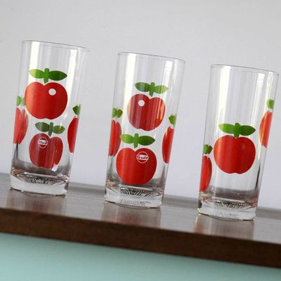 Verres vintage aux motifs pommes - VENDU