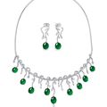 Jadeite and diamond necklace; and pair of matching earrings