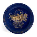 A large powder-blue and gilt-decorated charger, Kangxi period (1662-1722)