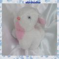 Doudou Peluche Lapin Vintage Blanc Et Rose Nounours