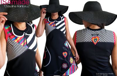 Une Robe Fantaisie à la Rayure Graphique : une robe Originale et Unique Colorée Chic et Fleurie pour une saison mode 2017.
