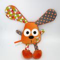 Doudou lapin orange gris