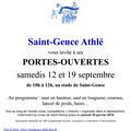 Portes Ouvertes à Saint-Gence Athlé, les 12 et 19 septembre 2015