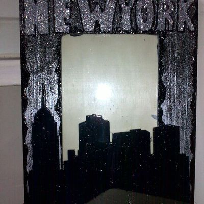 Cadre Photo New York Noir/gris/paillettes/Unique