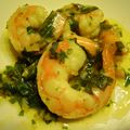 Crevettes en sauce basilic à l'ail