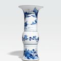 A blue and white beaker vase, gu, Chenghua mark, Kangxi period
