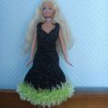 robe noire et verte fourrure " barbie"