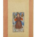 An angel holding orb and book painting, Attributed to Abu'l Hasan 'NadirAl-Zaman', Mughal India, circa 1610-15