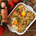 Crumble oeuf cocotte à la tomate et à la feta