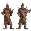 An important pair of wood guardians, ca. 18th century