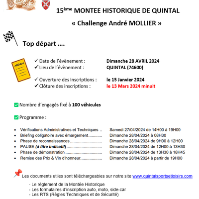 MH DE QUINTAL 2024 - Ouverture des Inscriptions