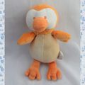 Doudou Peluche Pingouin Orange Ecru Et Blanc Victam