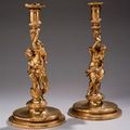 Paire de flambeaux d'époque Régence. Vers 1720, D'après un modelé de Corneille Van Cleve (1646-1732)