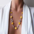 Collier jaune motif liberty, bijou création artisanale pour femme