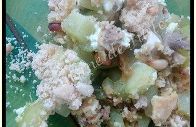 Crumble de courgettes/poulet/chèvre