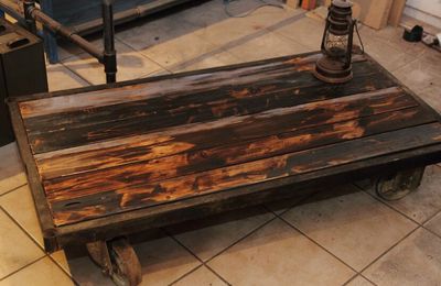 Table basse ancien chariot 