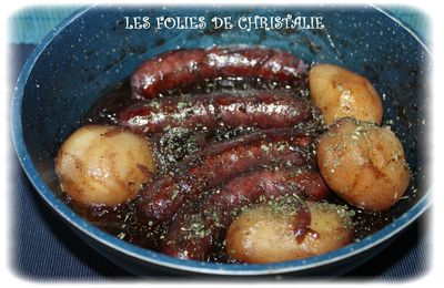 Potée de saucisses aux oignons rouges caramélisés ( de Gordon Ramsay )