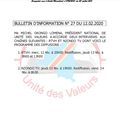 BULLETIN D’INFORMATION N° 27 DU 12.02.2020