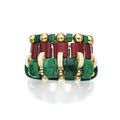 Iconic 18 karat gold, malachite, purpurine and ivory bracelet, Boucheron, Paris
