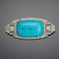 An art deco turquoise and diamond brooch, by Fouquet, circa 1925