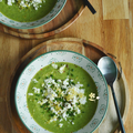 VELOUTÉ COURGETTES & PETiTS POiS, FETA & ZESTE DE CiTRON