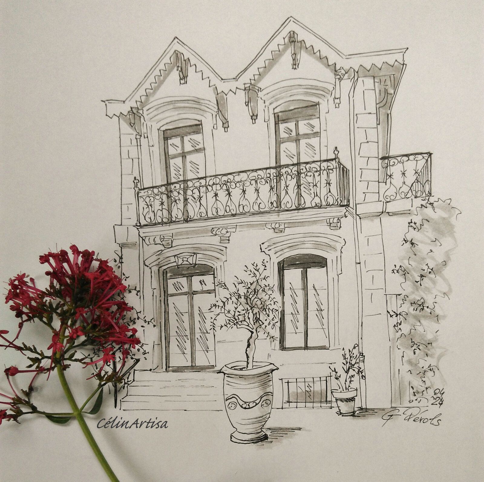 maison ancienne, Pérols - dessin à l'encre