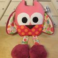 Doudou hibou rose et bleu