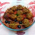 Boulettes à l'aubergine et déclinaison de poivrons farcis