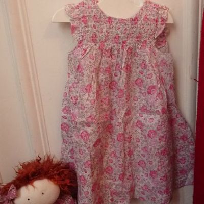 Robe smockée JACADI Liberty Felicité rose 18 mois