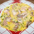 Omelette aux restes de saumon et tagliatelles