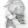 Dessin portrait d'enfant: Le p'tit pianiste... leçon inachevée !!!!