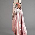 A pink satin Worth ball gown 