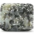 A rare reticulated white and grey jade 'Immortals' plaque, Song-Yuan Dynasty