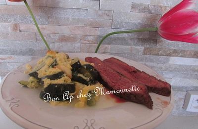 Gratin de courgettes et sa côte de boeuf au barbecue 