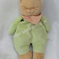 Doudou Peluche Chat Patou Vert Foulard Orange Saumon Bengy