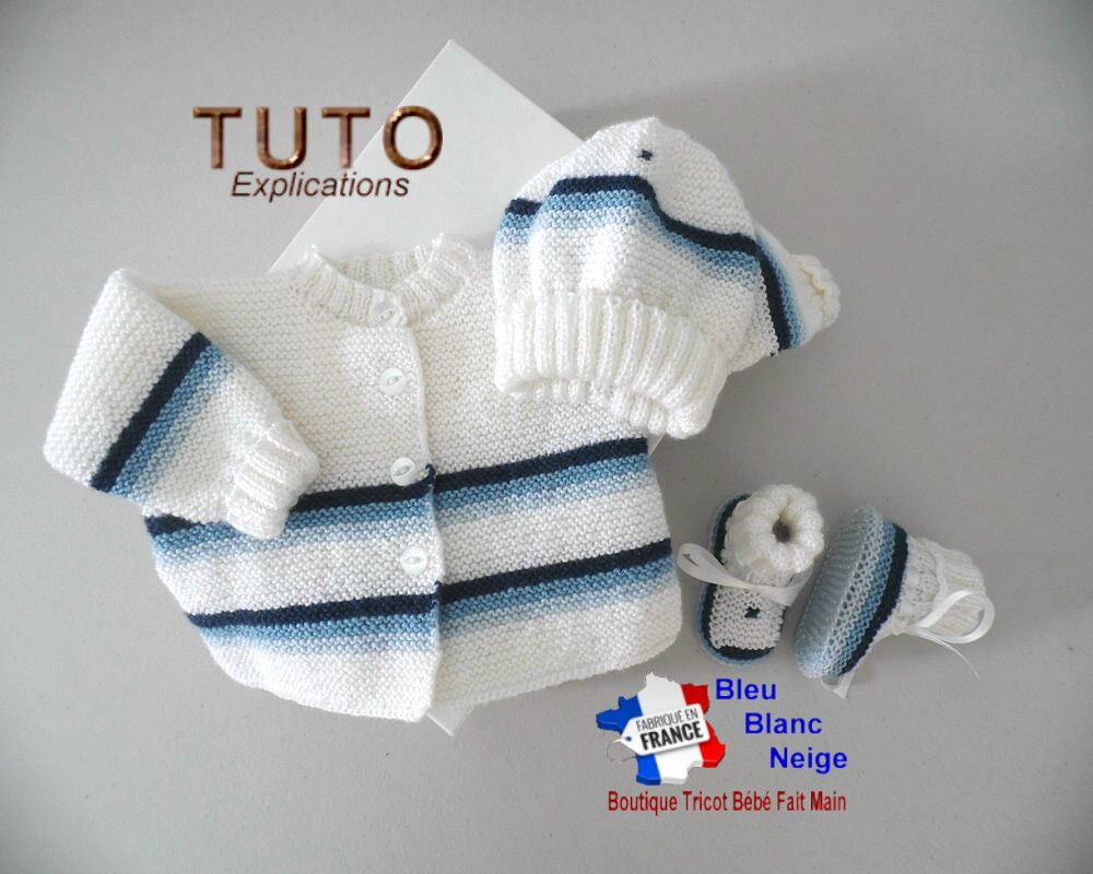 TUTO tricot bb FACILE et PREMA BOUTIQUE bebe modele layette bébé et patron a tricoter Explications brassière, bonnet, chaussons et Reborn