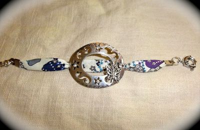 Bracelet biais simple ovale argent papillon