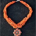 Collier corail ancien argent cornaline