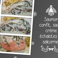 Saumon confit, sauce crème échalotes et salicornes