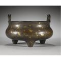 A Large Gold-Splashed Bronze Censer. Qing Dynasty, 17th/18th Century