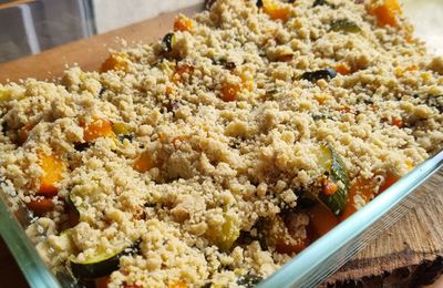 Crumble de potimarron et corugette au parmesan et à l'ail