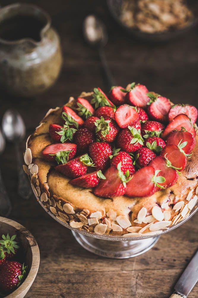 fraises, ricotta, gateau fete des pères, fete des mères, facile, rapide, sans gluten, amande