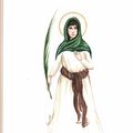 Aquarelle de sainte Hermione d'Ephèse, vierge martyre, fille de l'apôtre st Philippe