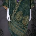 Mariano Fortuny Green Stencilled Velvet Long Coat