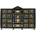 An Italian pietre dure, gilt-bronze-and gilt-copper-mounted mother of pearl inlaid ebony and ebonised cabinet, Florentine, 17th 