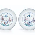 A pair of doucai 'magpie' dishes, Kangxi marks and period (1662-1722)