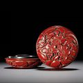 A small cinnabar-lacquer 'prunus' seal paste box and cover, Ming dynasty, early 15th century