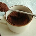 mug cake diététique coco chocolat au konjac et avec Sukrin (sans sucre ni beurre ni oeufs)