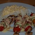 Brochettes de flétan sauce beurre blanc