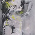 Commande - Rugby - mouvement - Acrylique et collages